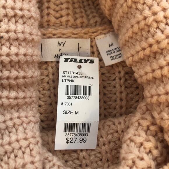 IVY & MAIN Shaker Knit Turtleneck Pink Sweater - Picture 4 of 4